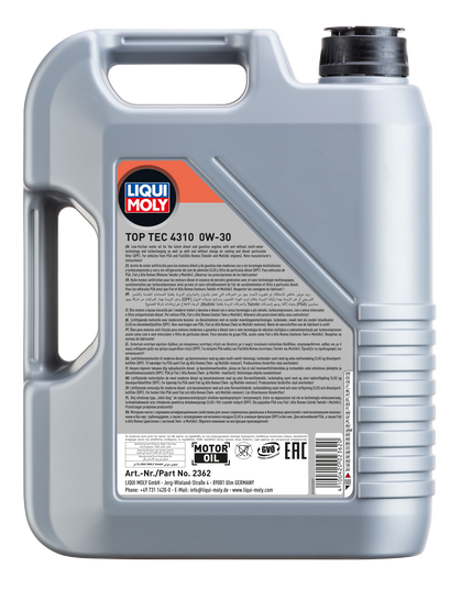 LIQUI MOLY TOP TEC 4310 0W-30 6本セット Моторное масло Liqui Moly Top Tec 4310 0W-30 купить в Украине